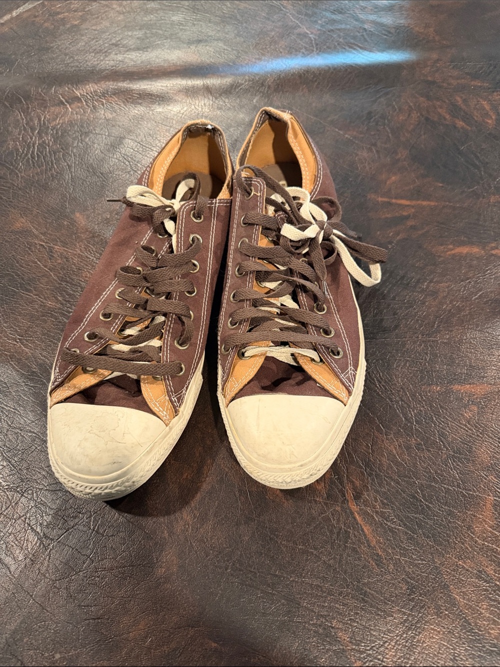 Converse Low-Top Canvas Sneakers in Brown and Tan - Picture 2 of 6